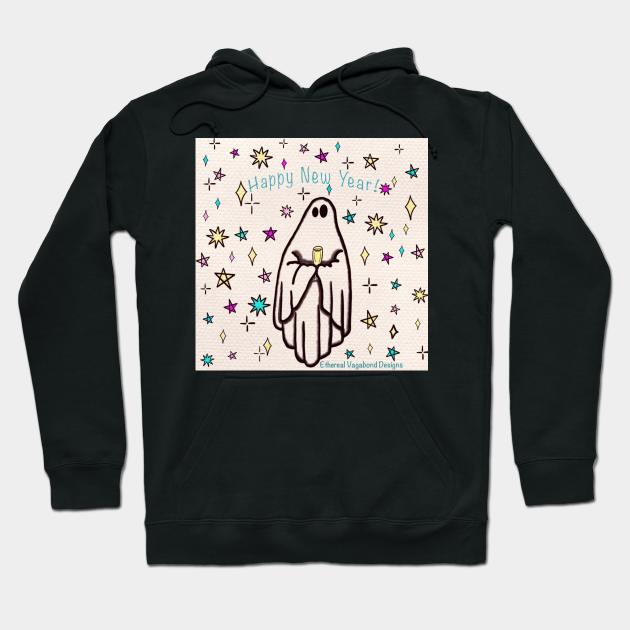 Happy New Year Ghost Hoodie by Ethereal Vagabond Designs